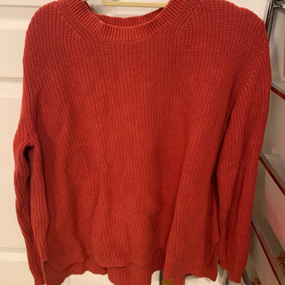 Goodthreads Orange Cotton Shaker Stitch Sweater Womens Large Cozy